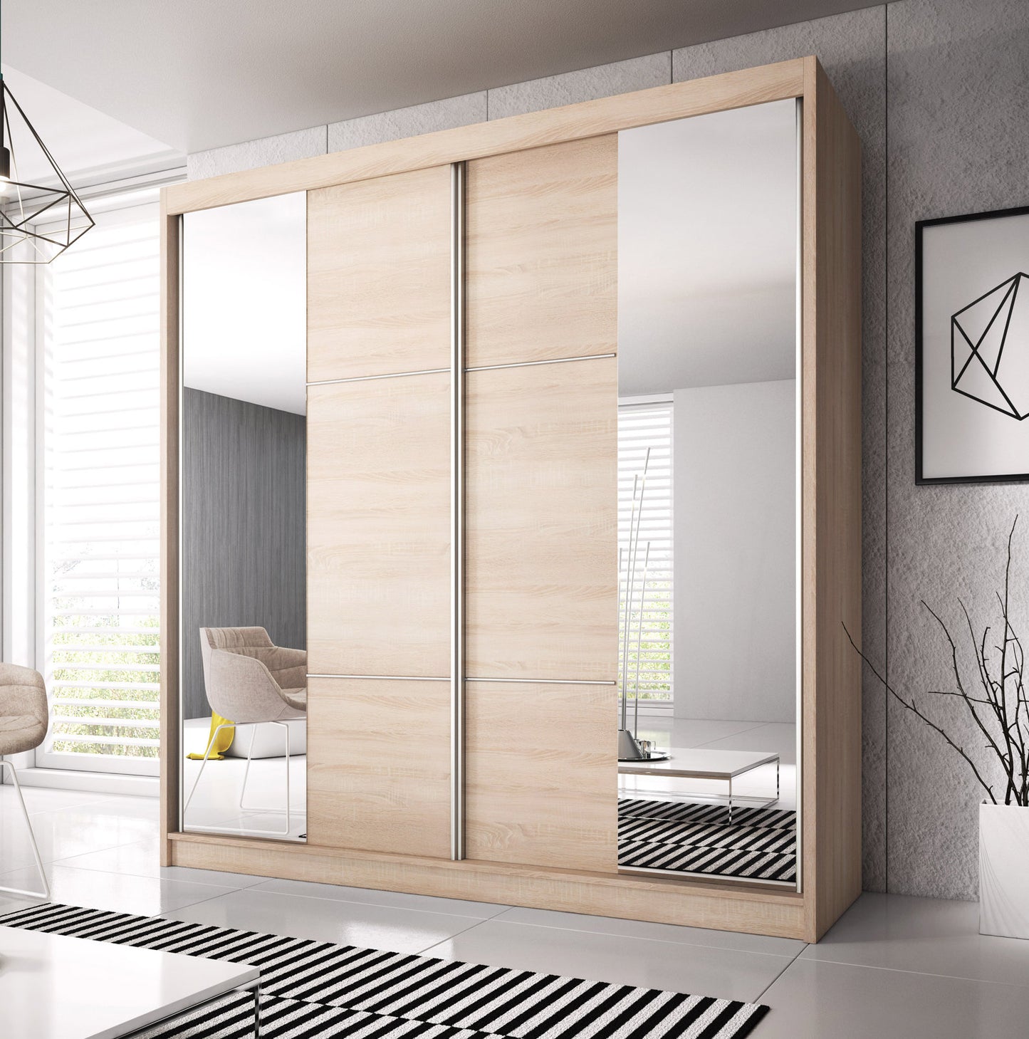 MDF Beige Wardrobe 2 Doors - 230cm x 60cm x 220cm.