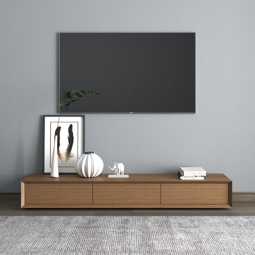 MORAMI Walnut TV Stand with 3 Drawers