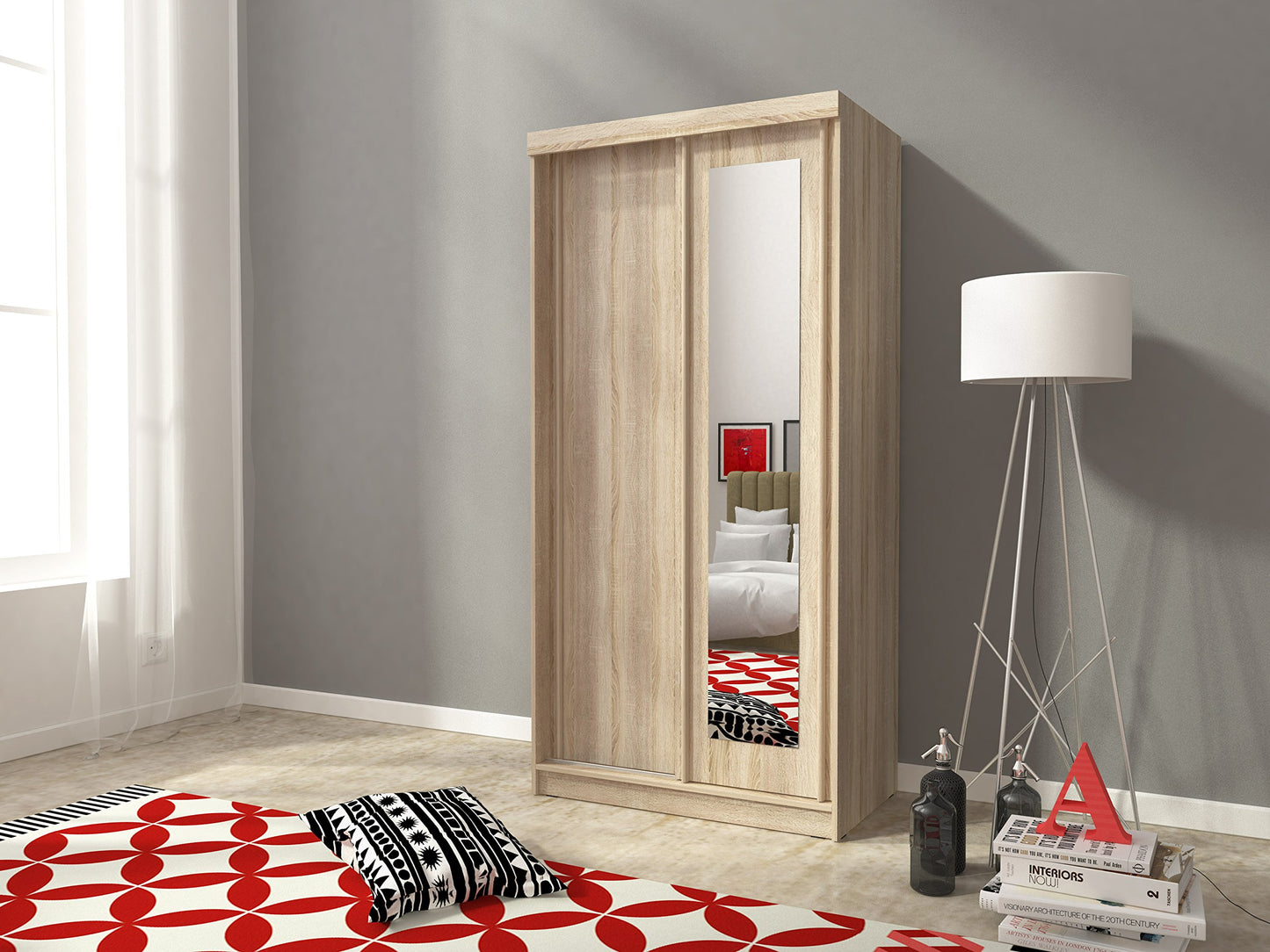 MDF Beige Wardrobe 2 Doors - 200cm x 50cm x100cm.