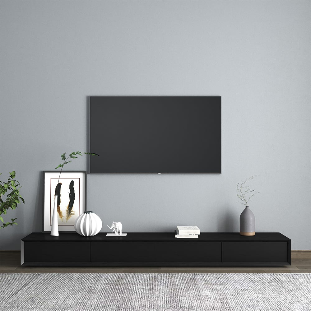 MORAMI Black TV Stand with 4 Drawers