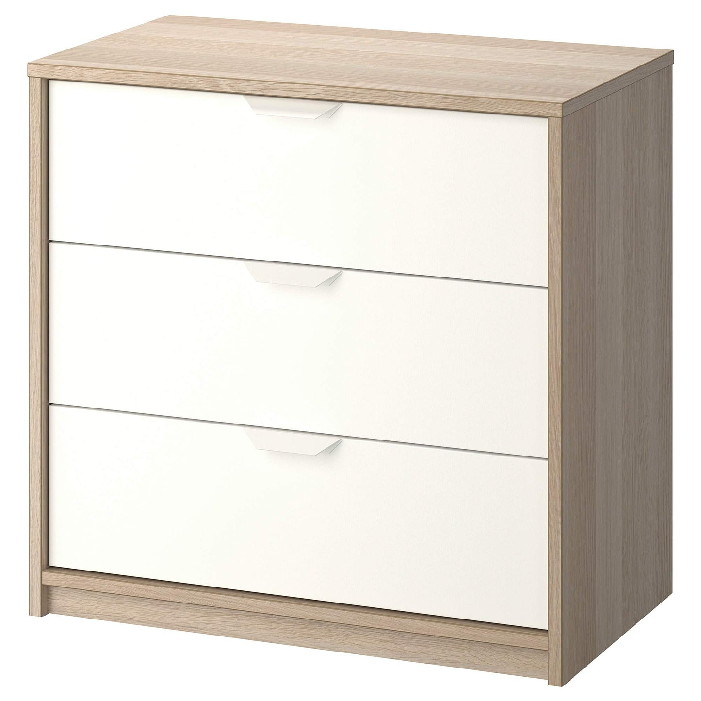 درج وحدة MDF بلوط وأبيض - 70 سم × 40 سم × 68 سم.