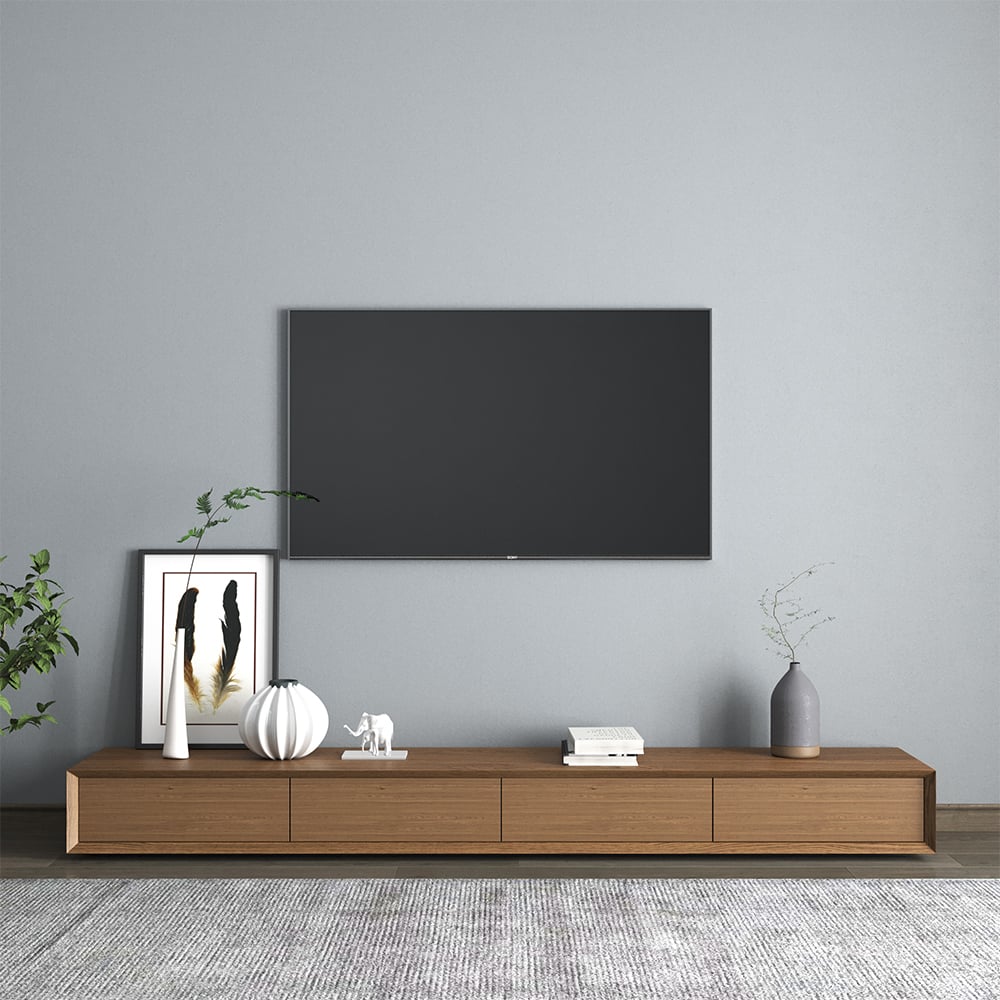 MORAMI Walnut TV Stand with 4 Drawers