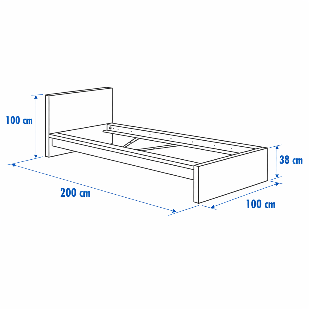 MAILY (Black) Standard Bed - Single Size (90 & 100 & 120cm)