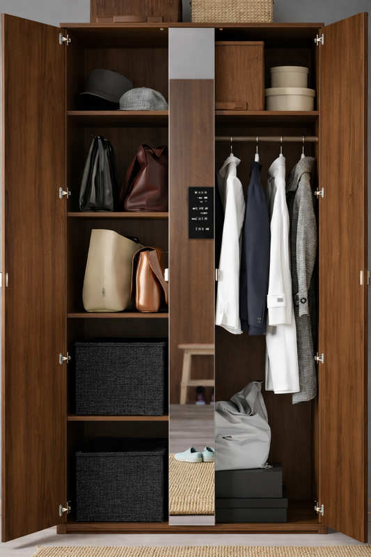 خزانة ملابس بنية اللون - 105x57x200 سم.