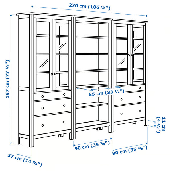 Hymnes Storage combination w doors/drawers, 290x37x197cm