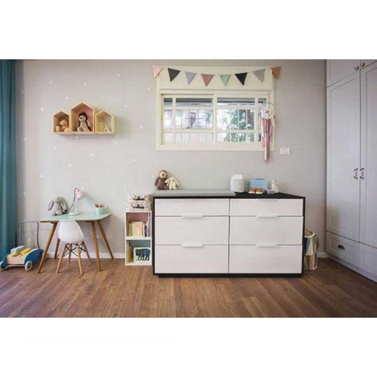 Stacko Black 6 Drawer Unit - 146cm × 40cm ×80cm.