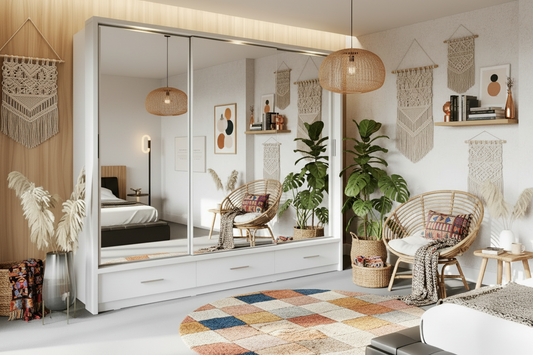 MDF White Wardrobe 3 Doors - 240cm x 60cm x 220cm.