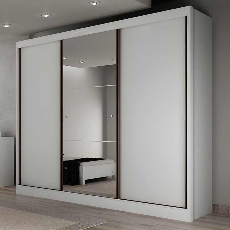 MDF White Wardrobe 3 Doors - 200cm x 50cm x 220cm.
