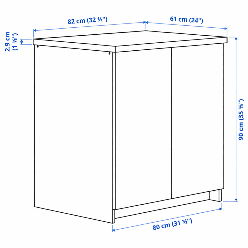 Kitchen Base Cabinet with Two Doors 80x60x90cm.
