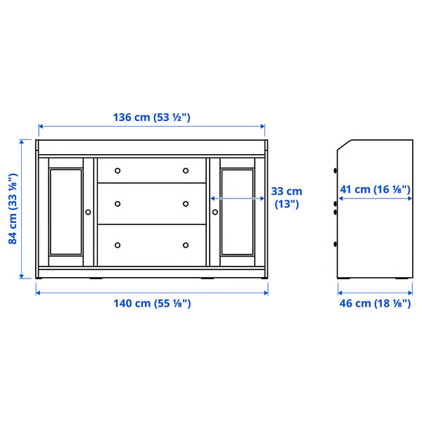 Storica Grey MDF 3-Drawer & 2-Door Cabinet – 140x46x84cm