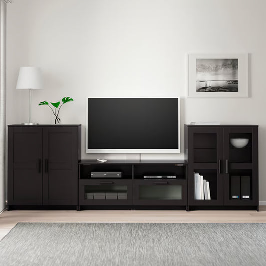 وحدة تخزين تلفزيون من بريملوك مع أبواب زجاجية، 276 × 41 × 95 سم