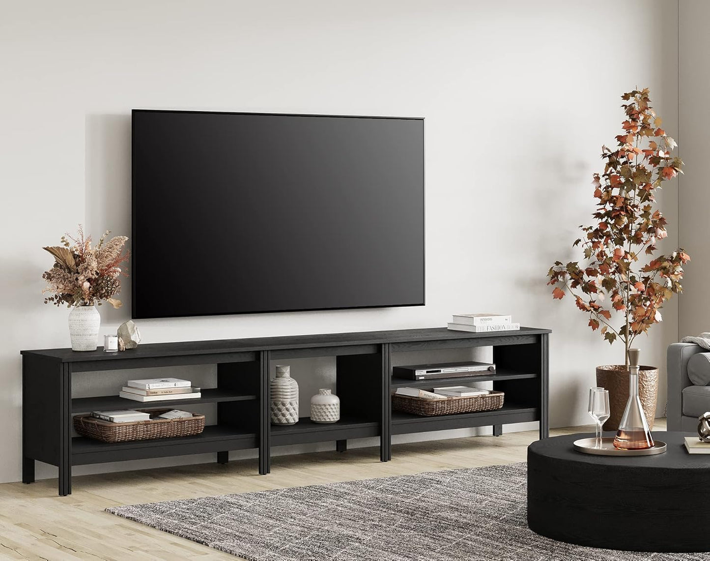 Black Ziya MDF TV Stand -160x40x50cm.