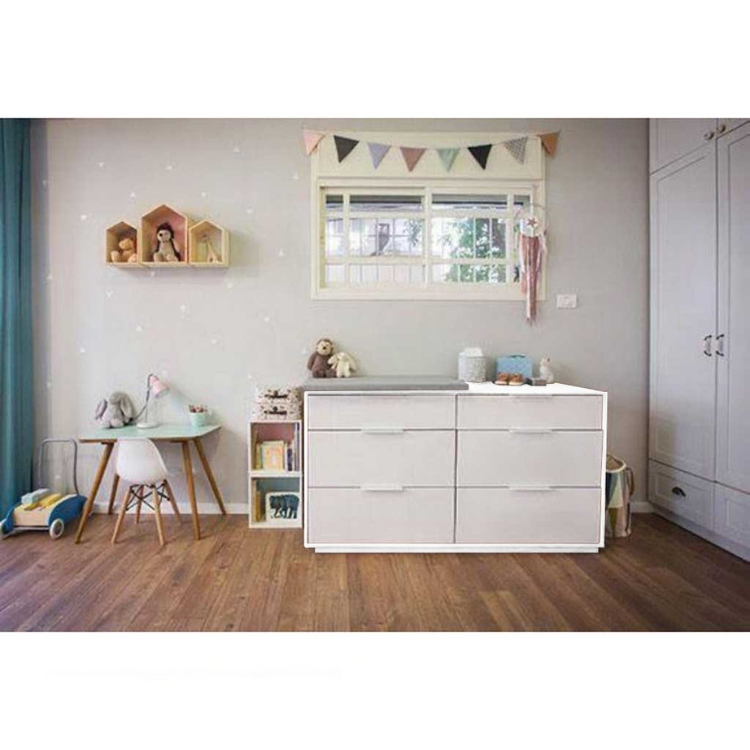 Stacko White 6 Drawer Unit - 146cm × 40cm ×80cm.
