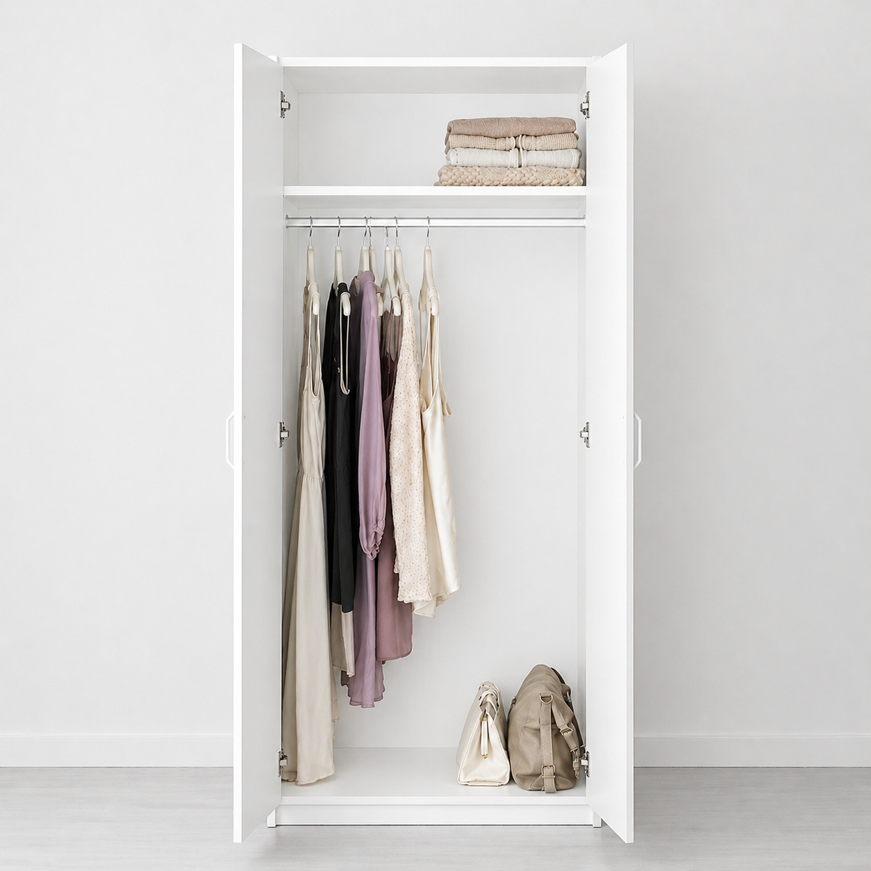دولاب ملابس MDF أبيض بالكامل - 80 × 50 × 196 سم.