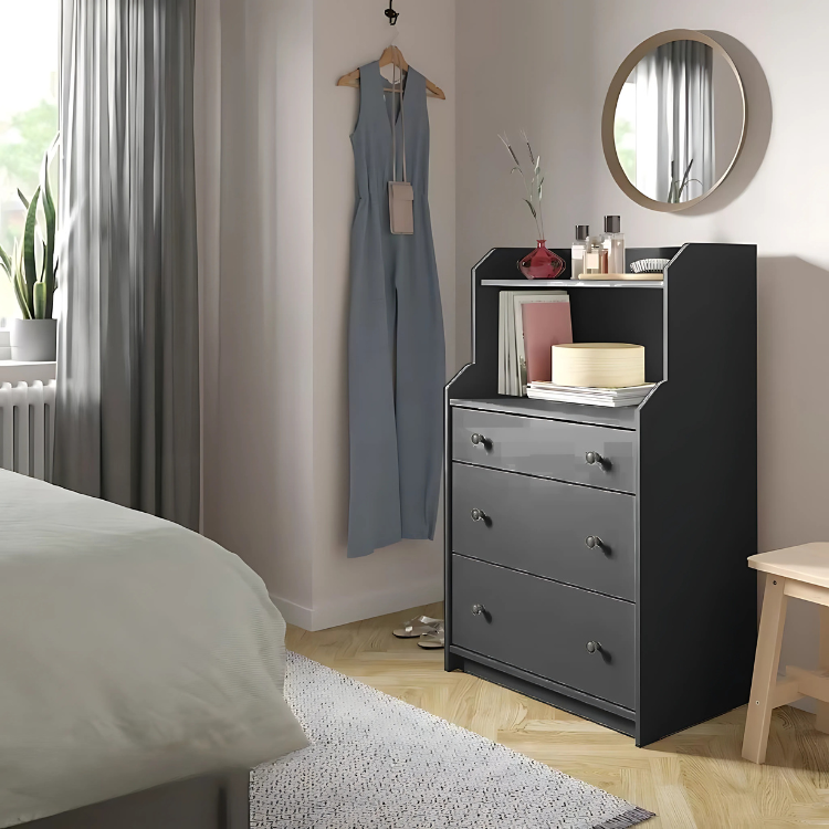 Black Drawers Unit 3 drawers 116x46x70 cm