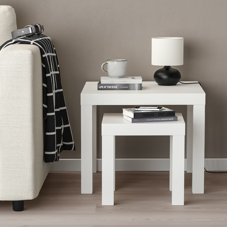 laky - White double Coffee Table - 55cm x 55cm x 45cm.