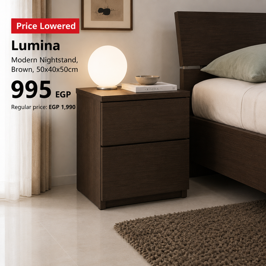 Lumina Modern Nightstand, 50x40x50cm