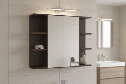 وحدة رفوف حمام ليلي مع مرآة – 80×20×60 سم