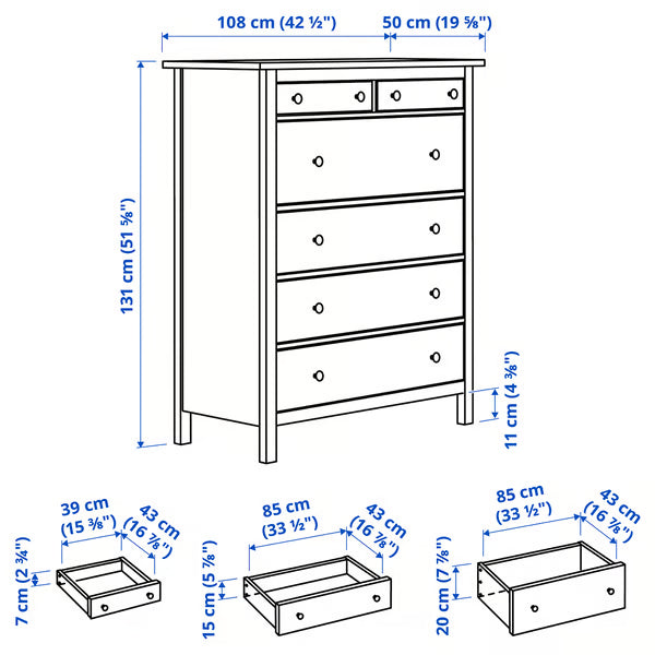 Hymnes 6-drawer dresser, 108x50x131cm