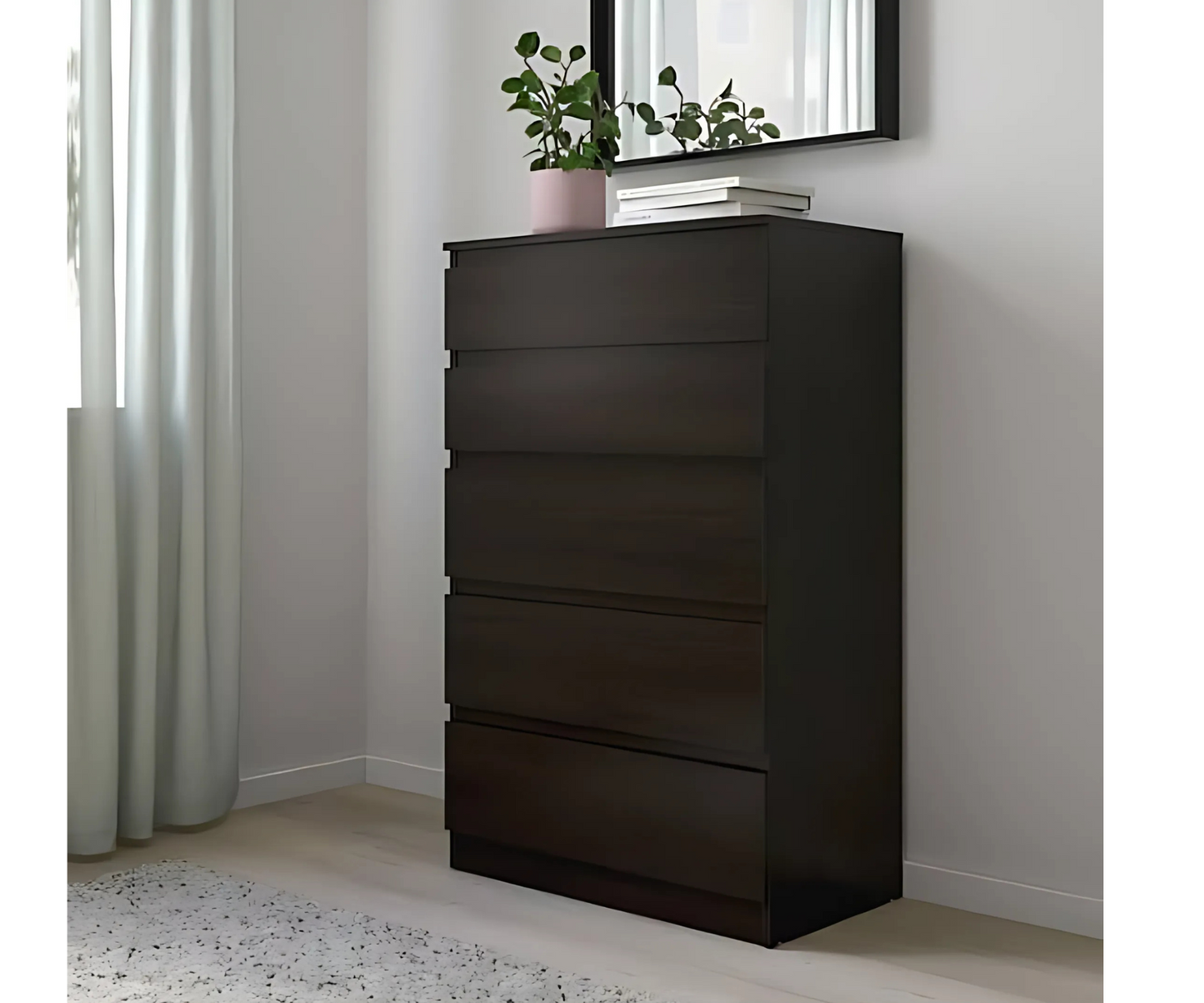درج وحدة MDF أسود بني - 109 سم × 40 سم × 70 سم.