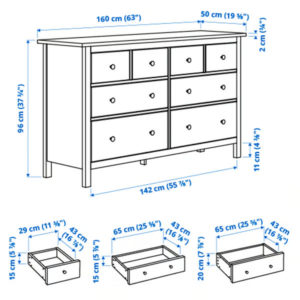 Hymnes Chest of drawers with 8 drawers, 160x50x96cm