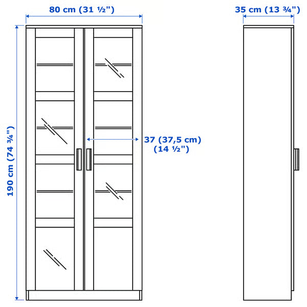 Brimlok Glass-door cabinet, 80x35x190cm