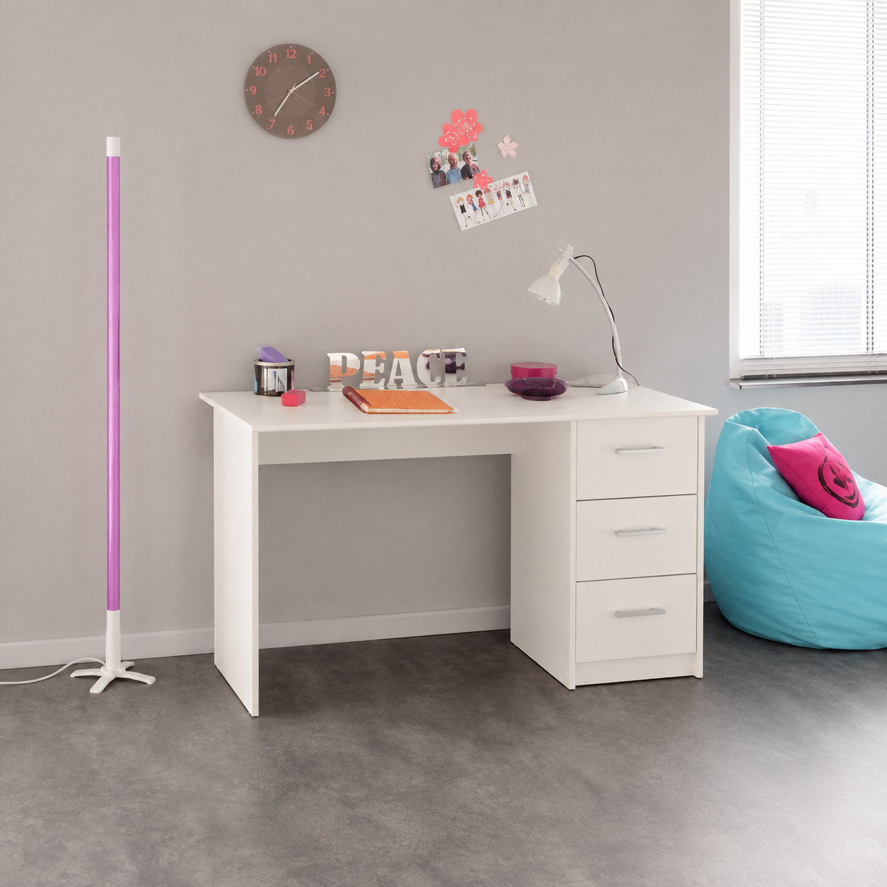 Nisa Compact Drawer Desk, 120x50x75 cm
