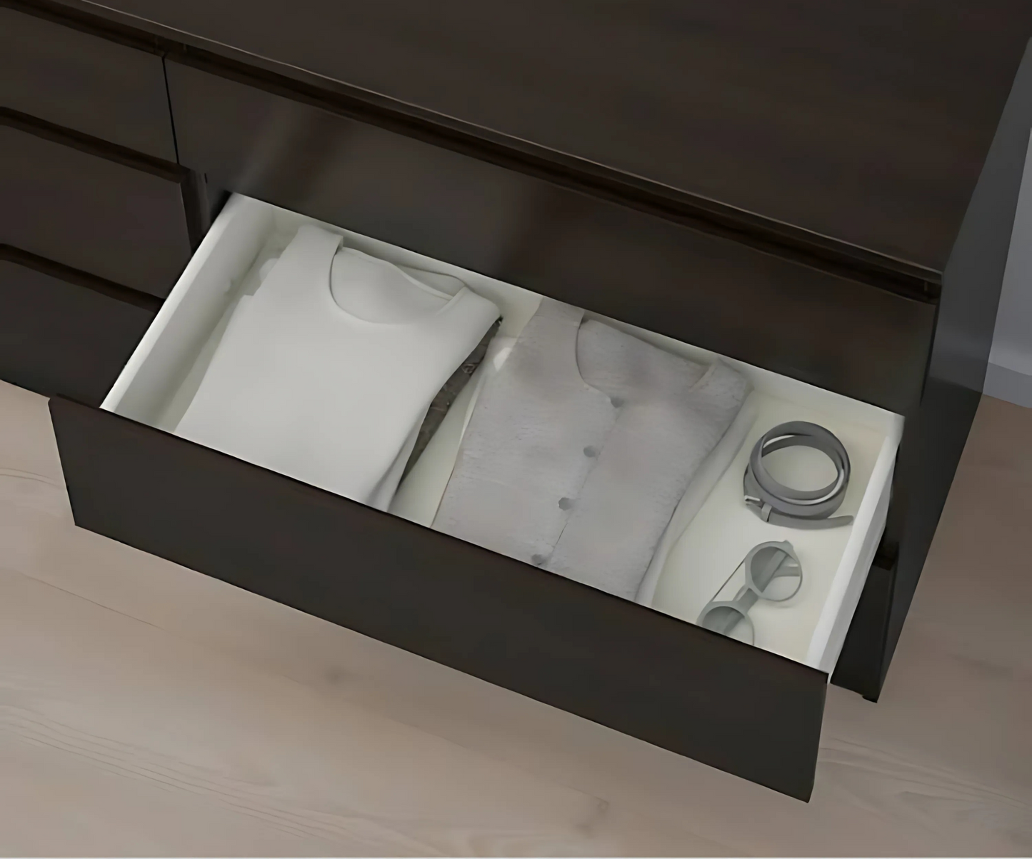 درج وحدة MDF أسود بني - 140 سم × 40 سم × 70 سم.