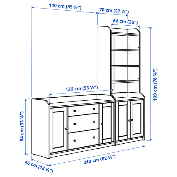 MDF White Storage unit - 210×46×199cm