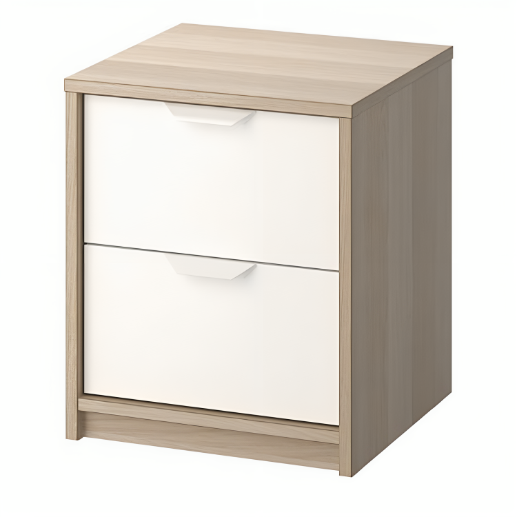 MDF Oak & White Commode - 40cm × 40cm × 48cm.
