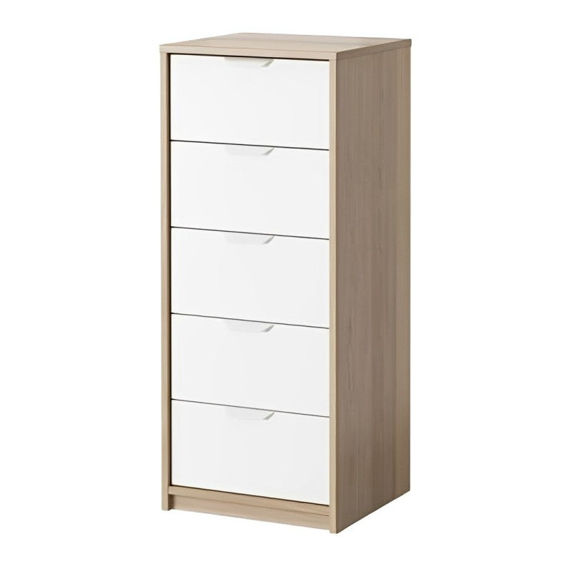 درج وحدة MDF بلوط وأبيض - 40 سم × 43 سم × 104 سم.