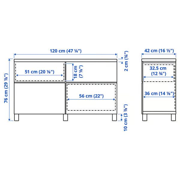 Delta Sideboard 2 doors+2 drawers Plus, 120x42x76cm