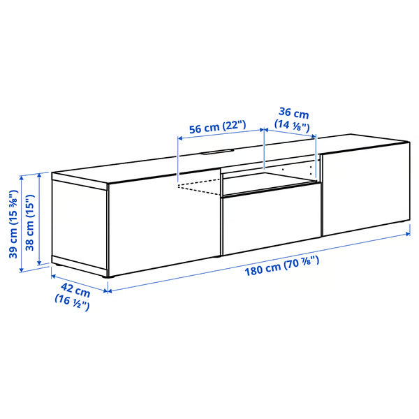 Delta Hanged TV unit 2 Doors & 1 Drawer, 180x42x39cm