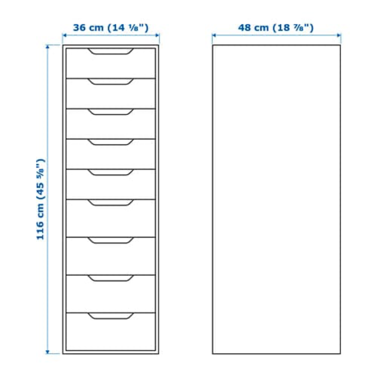 MDF White Unit Drawer - 116cm × 40cm × 37cm.