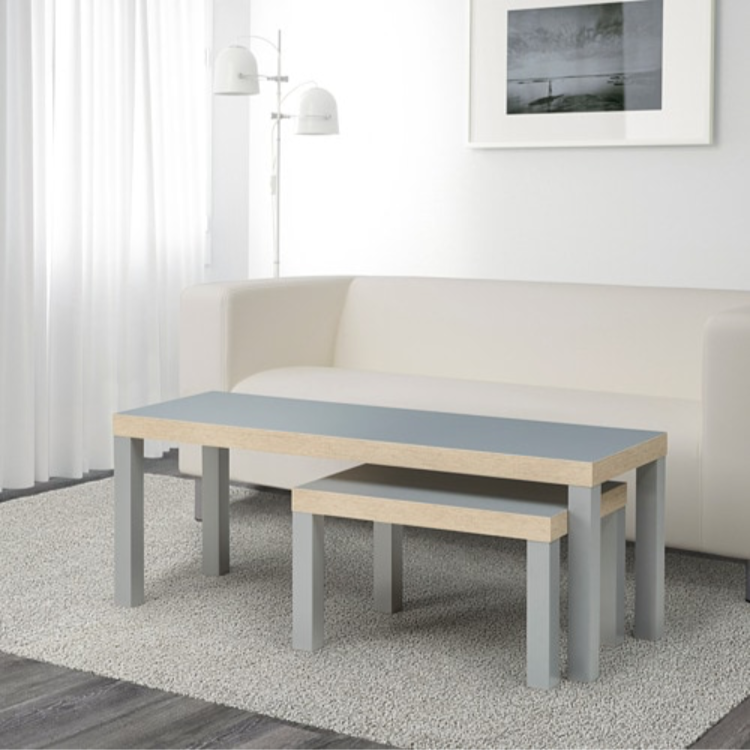 LUCK Set of Grey Coffee Tables – 120×36×45 cm and 60×36×35 cm