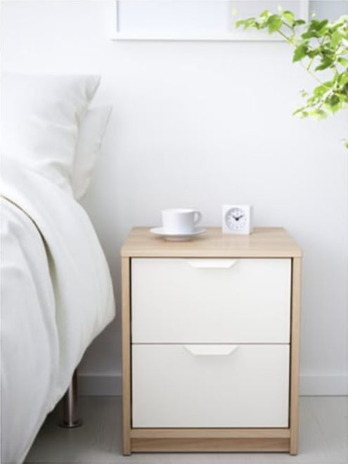 MDF Oak & White Commode - 40cm × 40cm × 48cm.