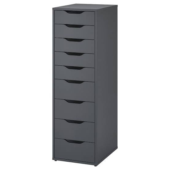 درج وحدة MDF رمادي - 37 سم × 40 سم × 116 سم.