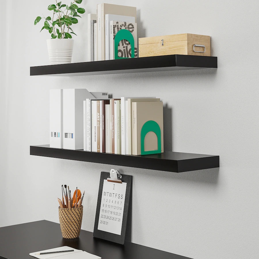 LUCK – Black Wall Shelf 110×24×5 cm.