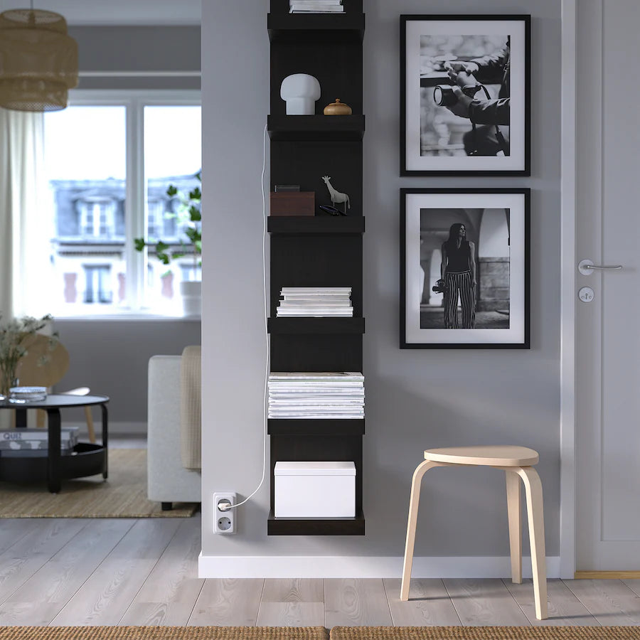 LUCK – Brown & Black Wall Shelf Unit 30×29×190 cm
