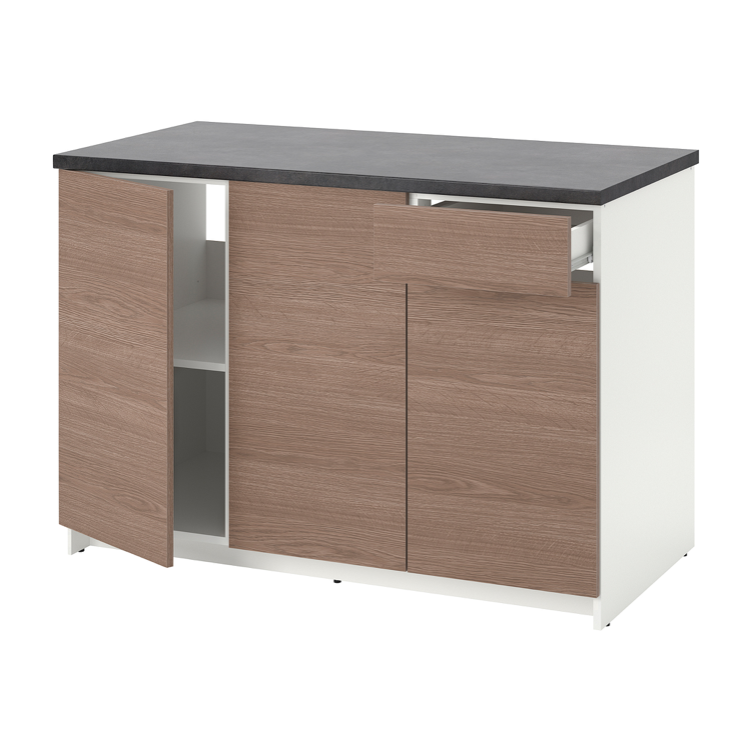 Kitchen Base Cabinet with 3 Doors & Drawer – Brown, 120 x 60 x 90 cm