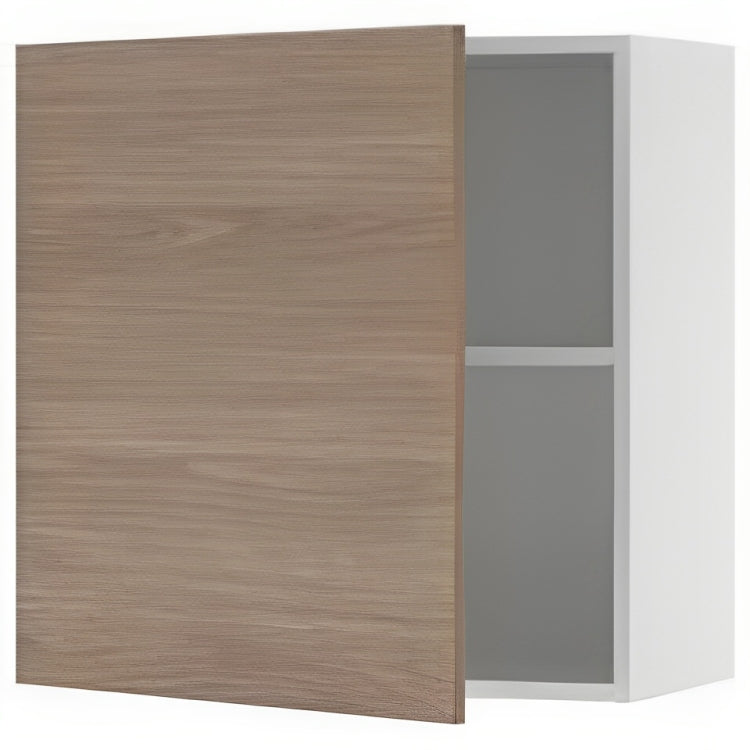 MDF White & Brown Wall Cabinet Above Hood.