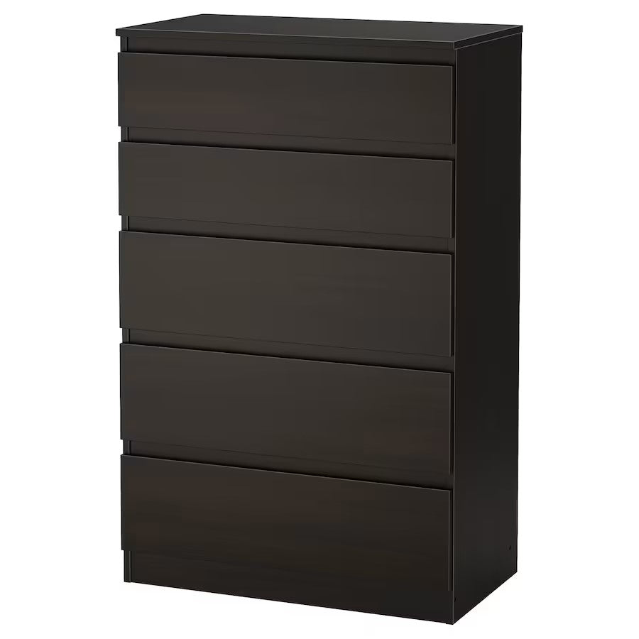 درج وحدة MDF أسود بني - 109 سم × 40 سم × 70 سم.