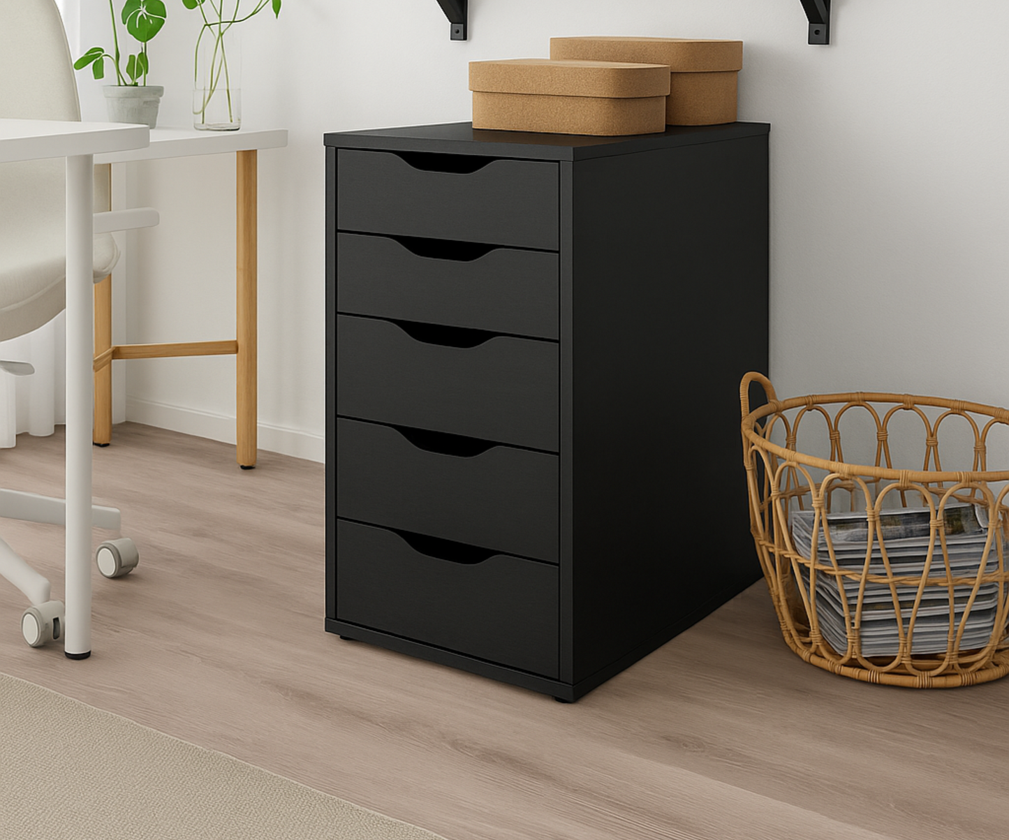 MDF Black Brown Unit drawer- 75cm × 40cm × 37cm.
