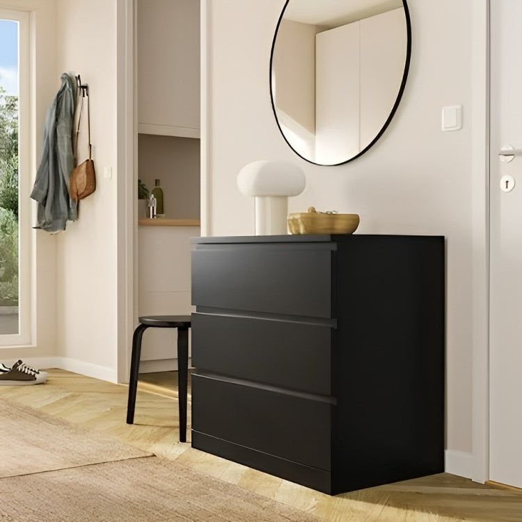 Black 3 Drawer Unit - 76cm × 45cm × 78cm.