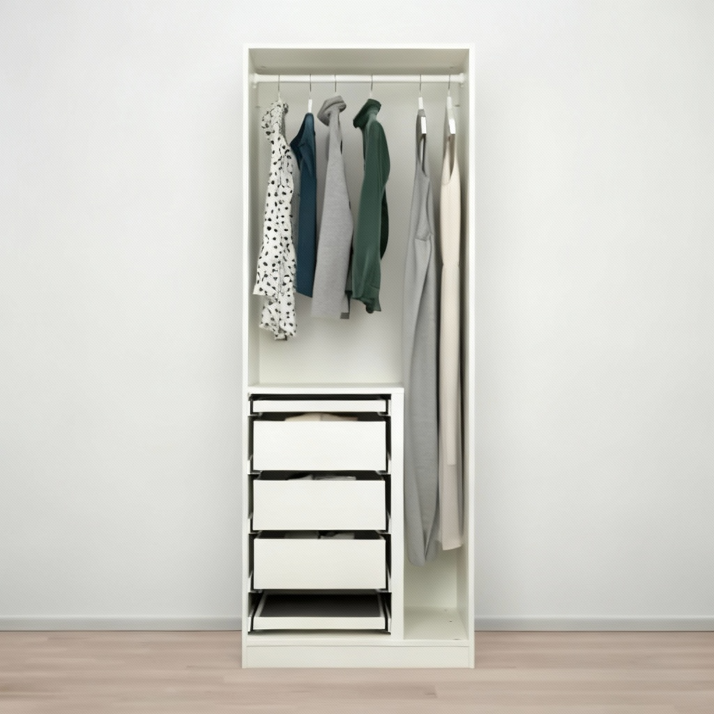 Max White Wardrobe – 75x58x200cm.