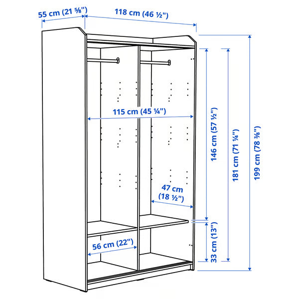 Haidy - Oak Wardrobe - 118x55x199cm.