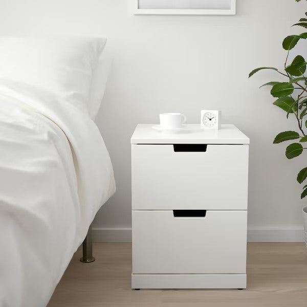 White Chest of 2 Drawer- 52cm × 42cm × 40cm.