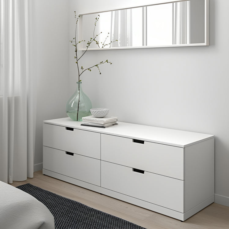 MDF White Chest of 4 Drawer - 52cm × 42cm × 160cm.