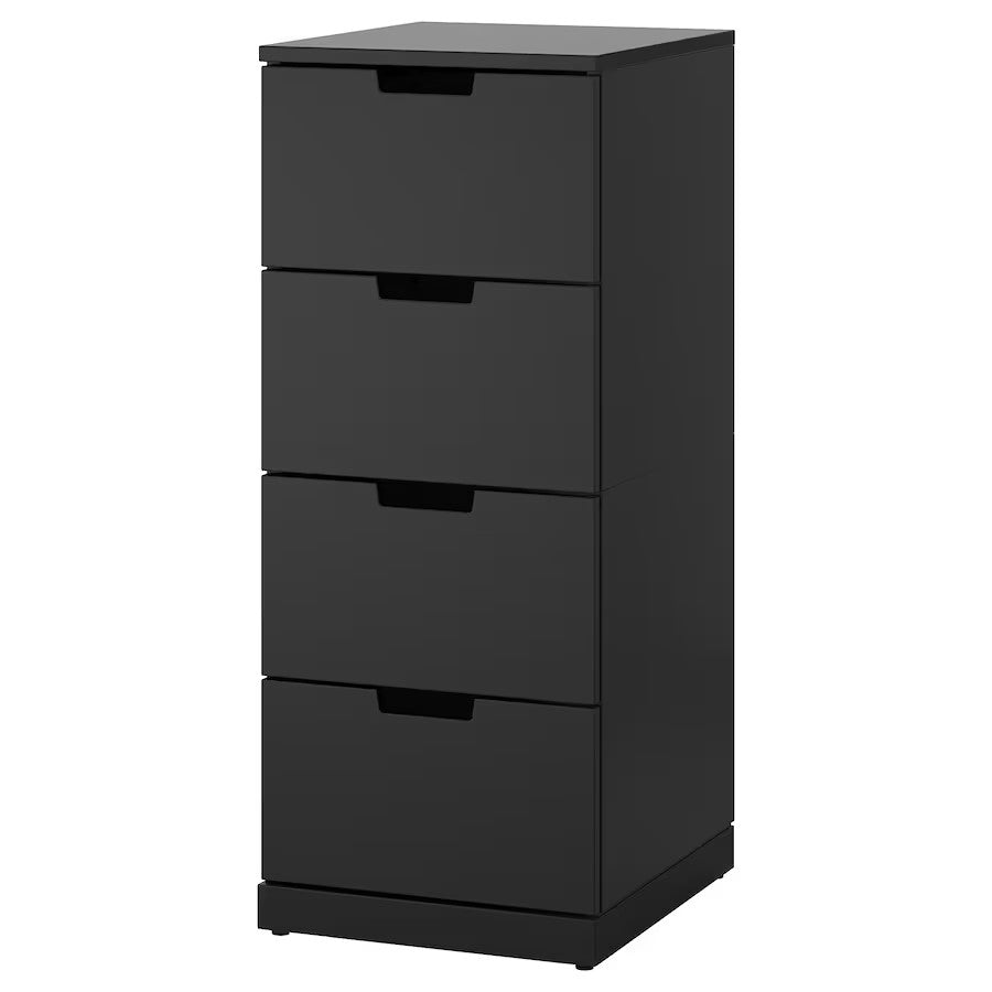 MDF Black Chest of 4 Drawer - 40×42×97cm.