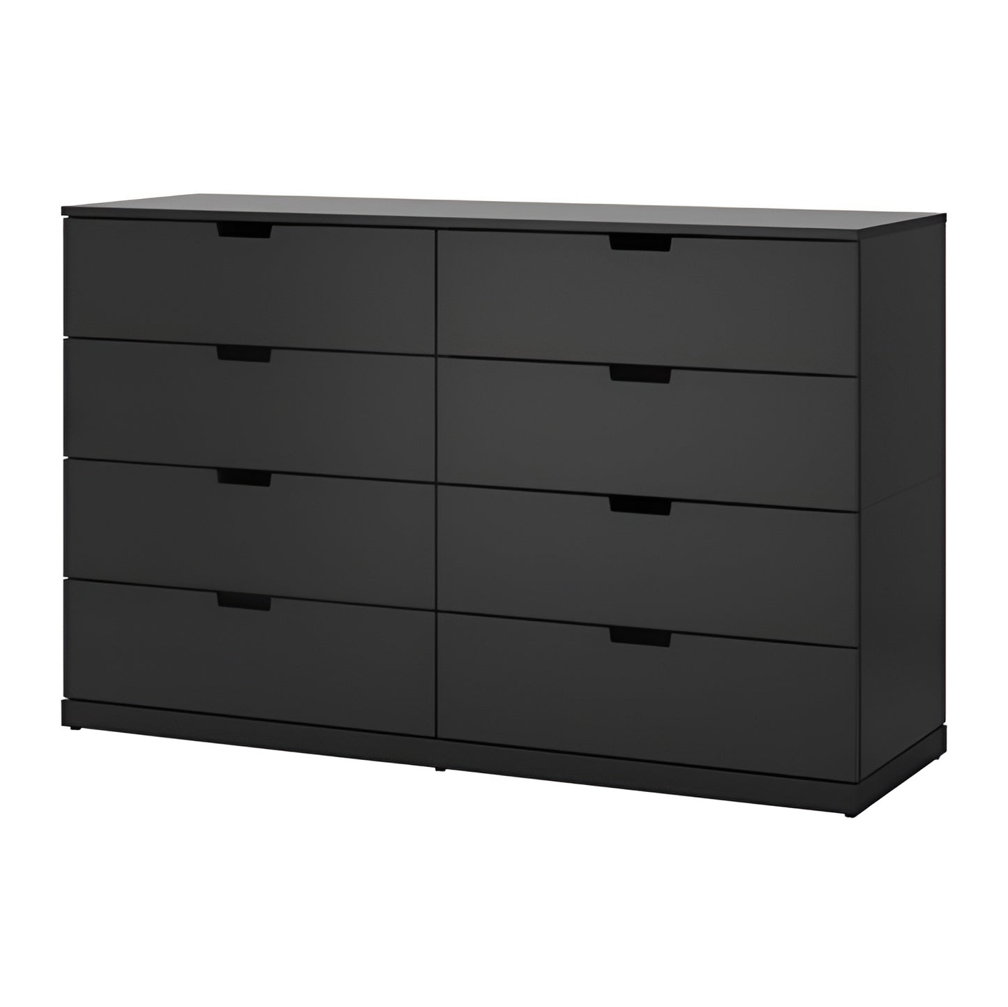 MDF Black Chest of 8 Drawer - 160cm × 42cm × 97cm.